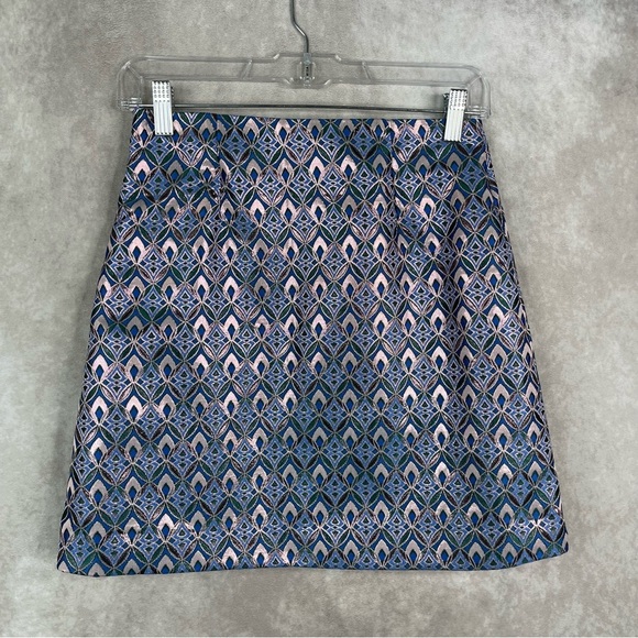 Maje Jako Jacquard Mini Metallic Skirt In Light Blue Women's Size 36 US S - Picture 12 of 12
